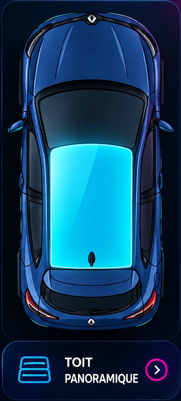 Toit panoramique — vitrage surligné en cyan